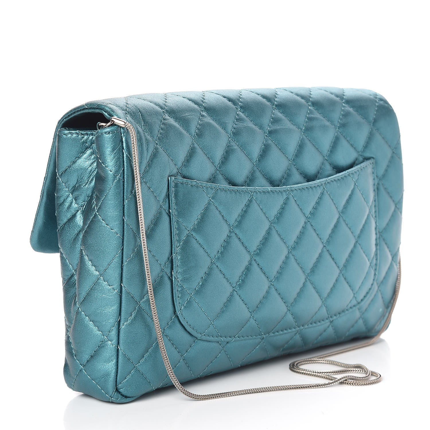 Chanel Metallic Calfskin Quilted Snake Chain 2.55 Reissue Flap Turquoise 3 of 15