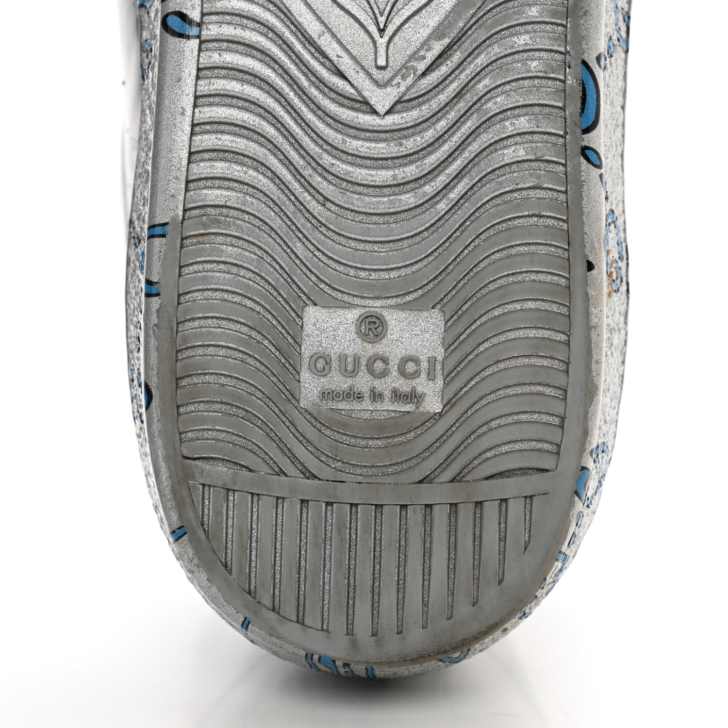 Gucci Miro Rubber Wax GucciGhost Print Mens New Ace Sneakers 10 Silver 6 of 9