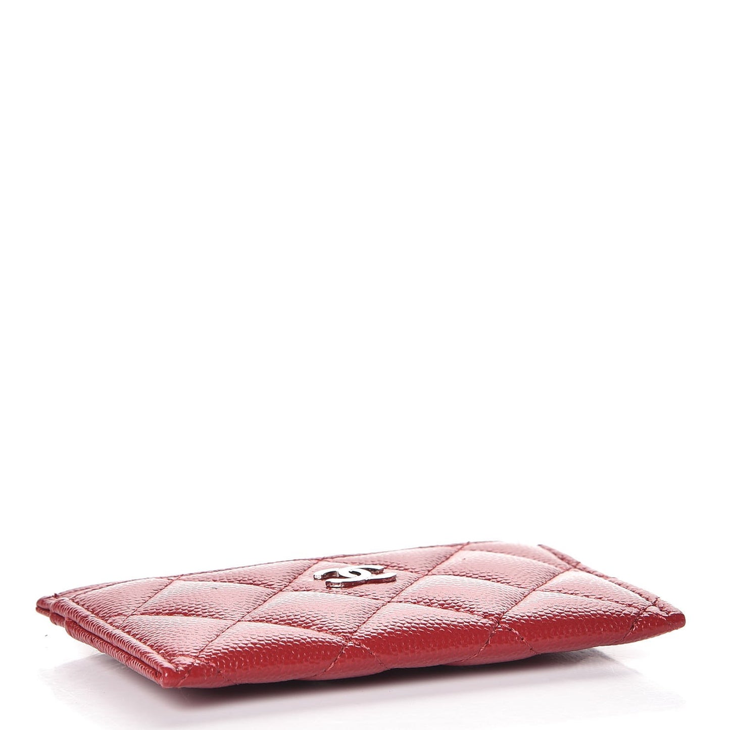 Caviar Quilted Card Holder Dark Red