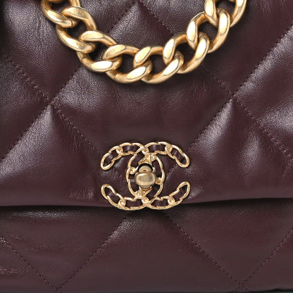 Chanel Shiny Goatskin Quilted Large Chanel 19 Flap Brown 9 of 9