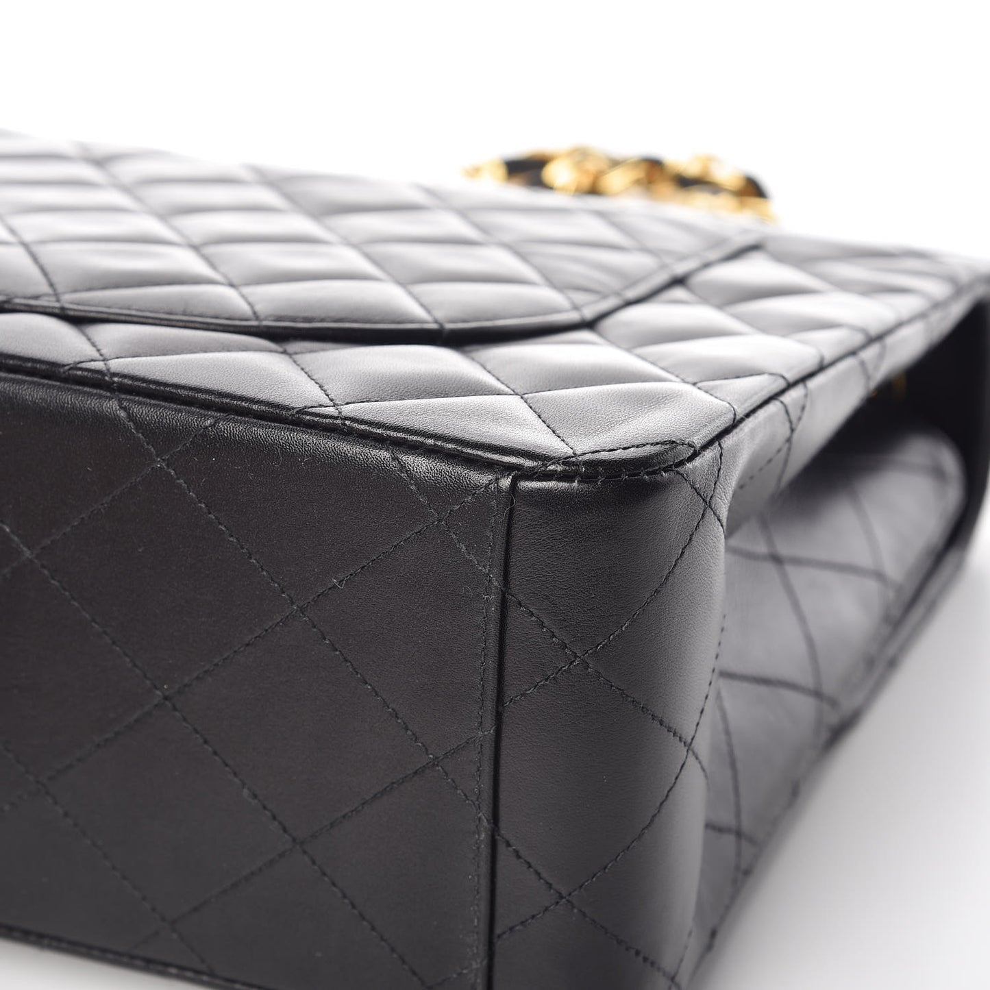 Lambskin Quilted XL Jumbo Single Flap Black