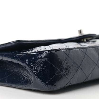 Chanel Distressed Patent Quilted East West Flap Navy Blue 8 of 15