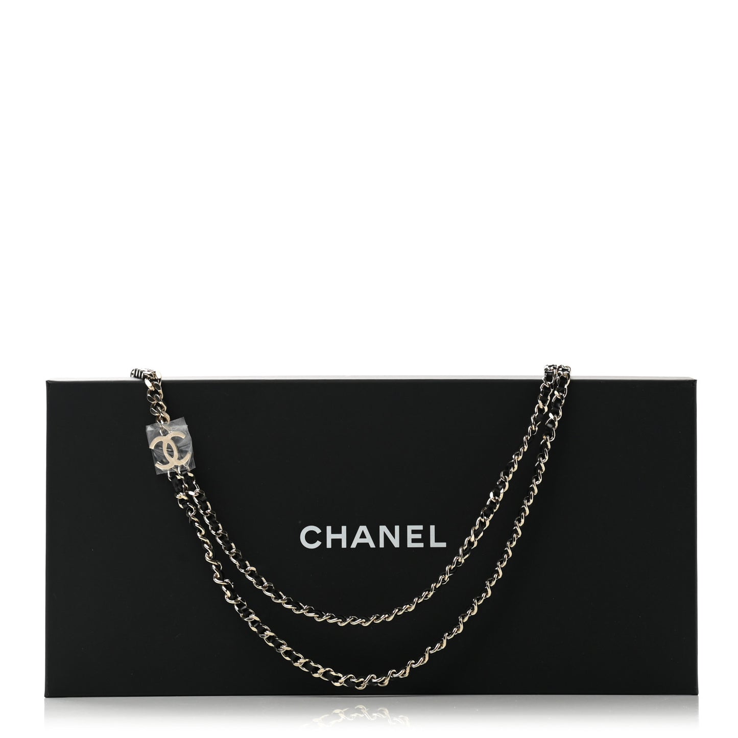 Lambskin CC Chain Belt Black Gold