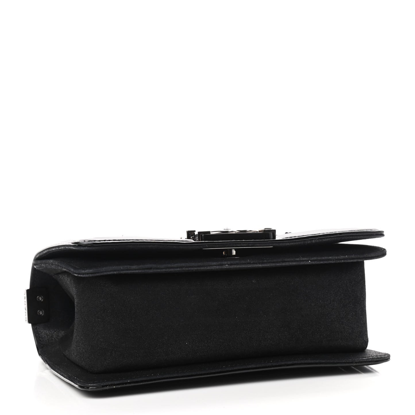 Patent Iridescent Calfskin Sequin Small Boy Flap Bag Black