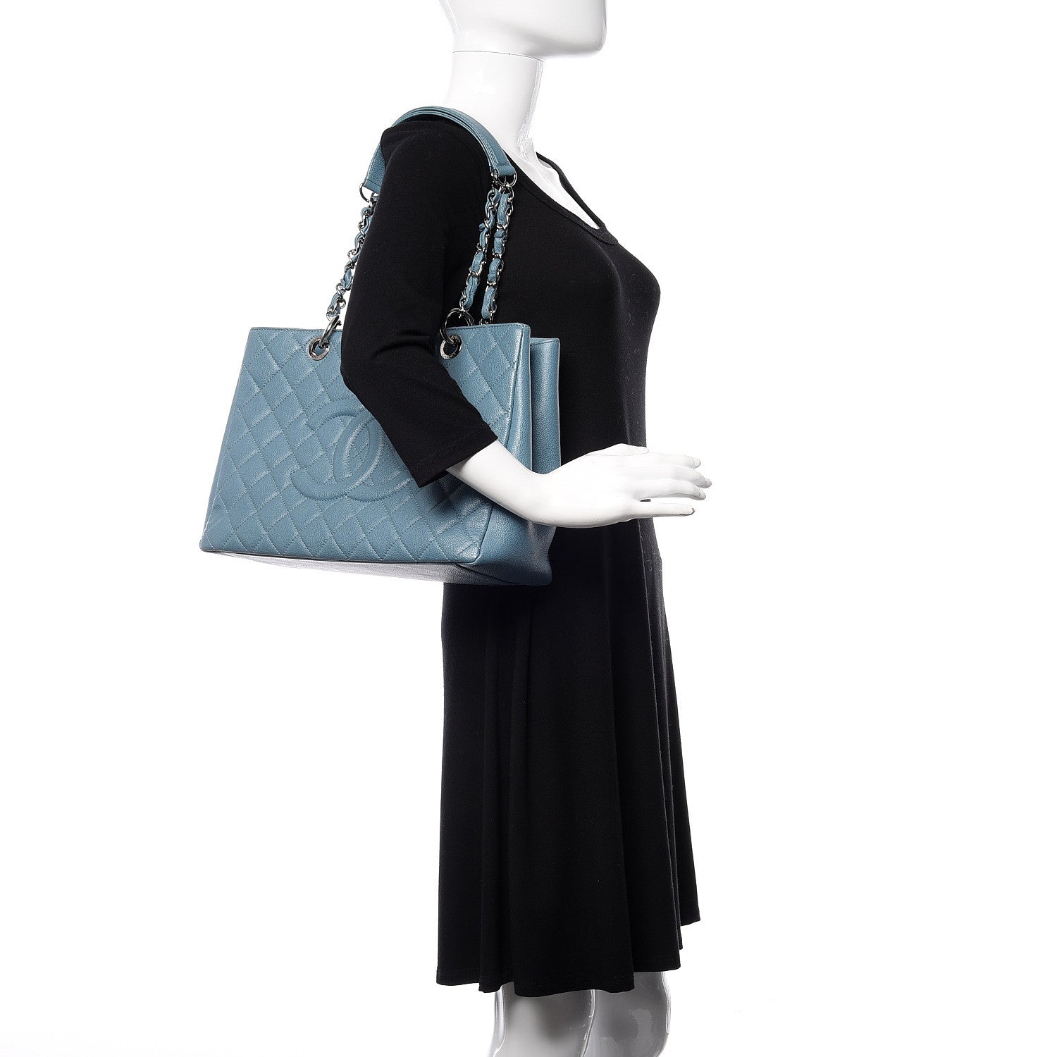 Chanel Caviar Quilted Grand Shopping Tote GST Blue 2 of 10