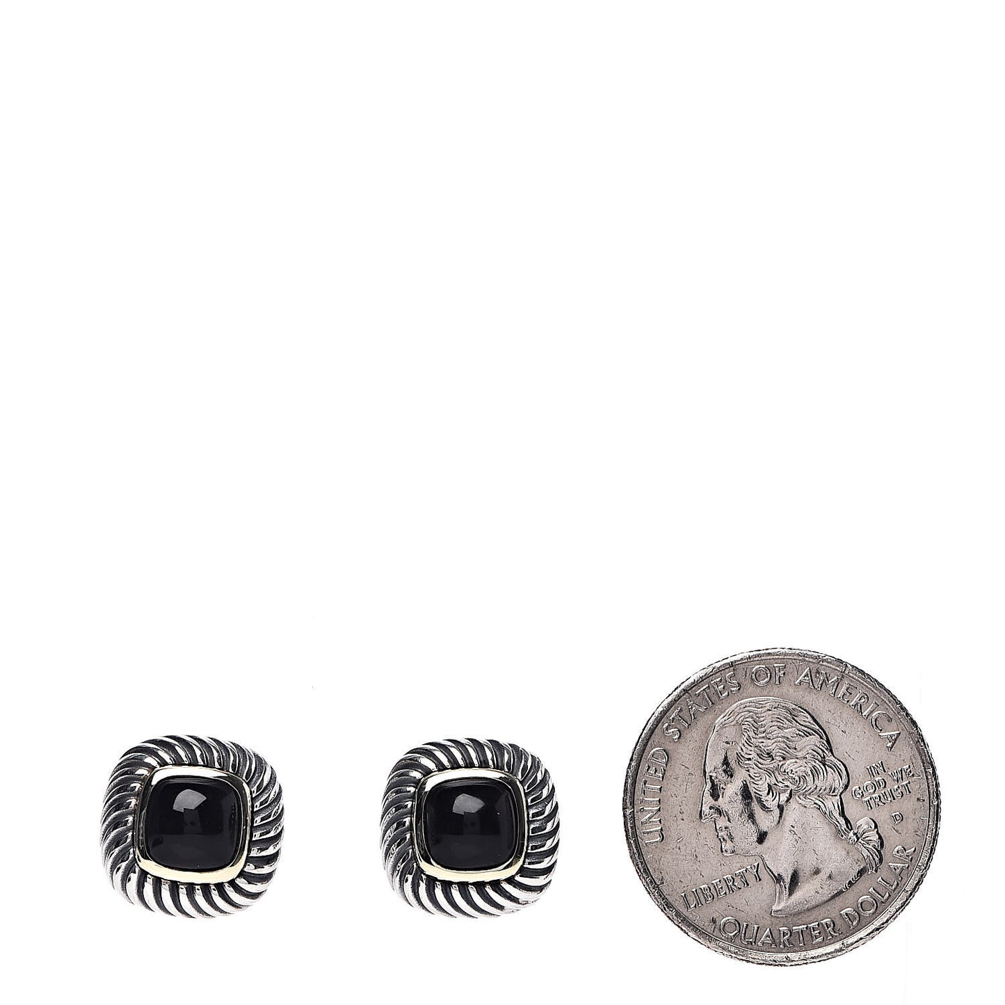 Sterling Silver 14K Yellow Gold Black Onyx 7mm Albion Earrings