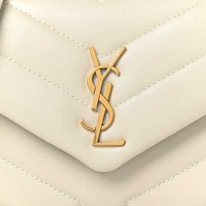 Saint Laurent Calfskin Y Quilted Monogram Toy Loulou Crossbody Bag Crema Soft 8 of 11