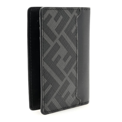 Fendi Glazed Fabric Vitello FF 1974 Bi-Fold Wallet Black Gray 3 of 6