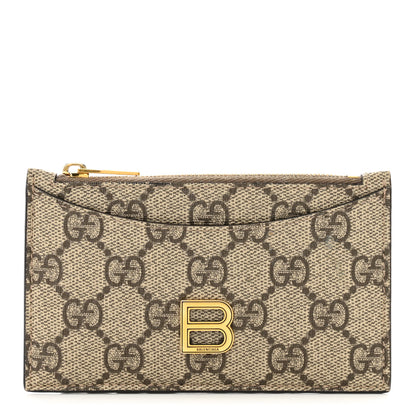 Gucci X BALENCIAGA GG Supreme Monogram Zip Card Case Beige Ebony 1 of 7