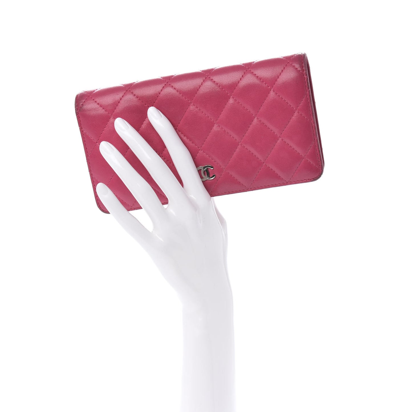 Lambskin Quilted Yen Wallet Fuchsia