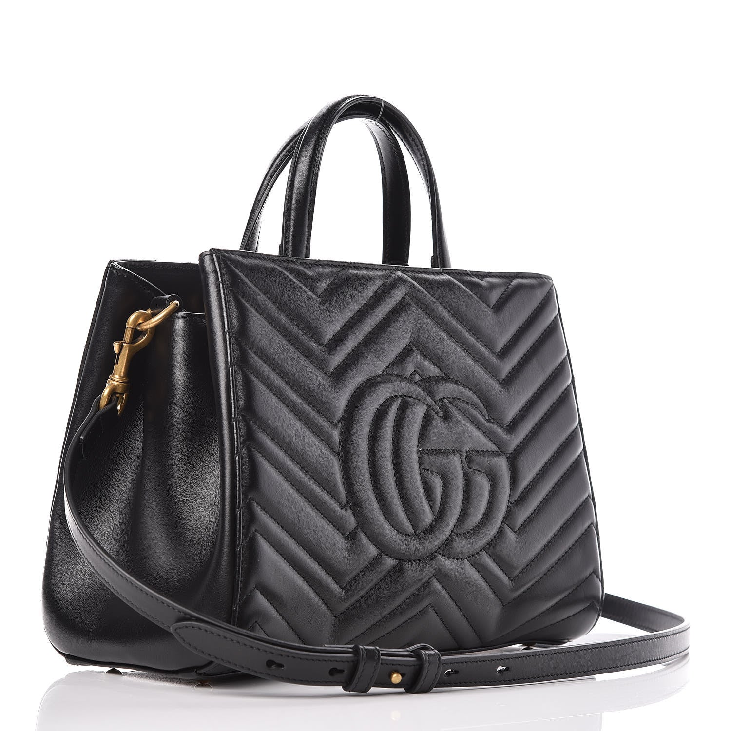 Gucci Calfskin Matelasse Small GG Marmont Tote Black 3 of 9