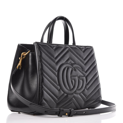 Gucci Calfskin Matelasse Small GG Marmont Tote Black 3 of 9