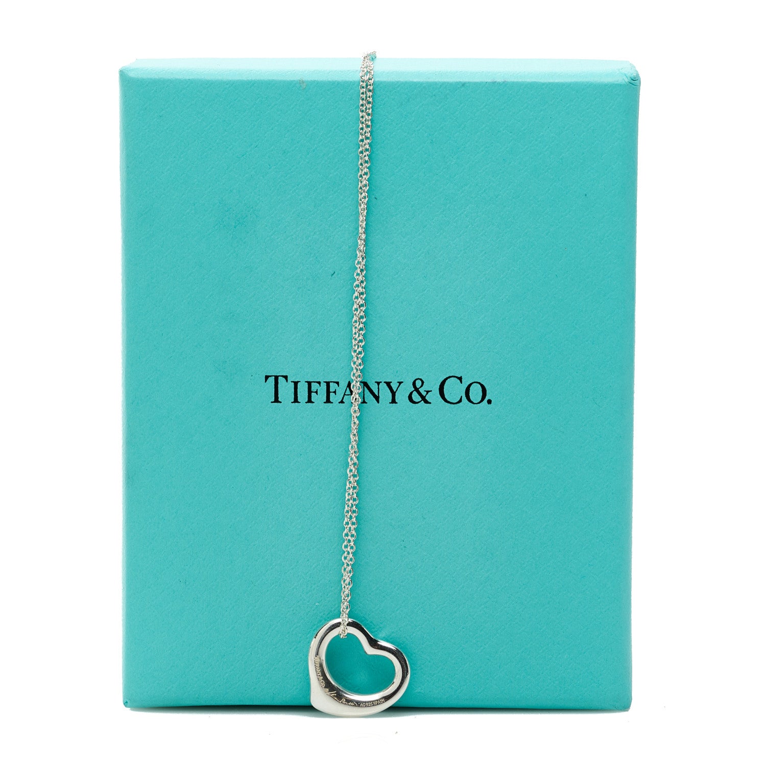 Tiffany Sterling Silver 16mm Elsa Peretti Open Heart Pendant Necklace 7 of 7
