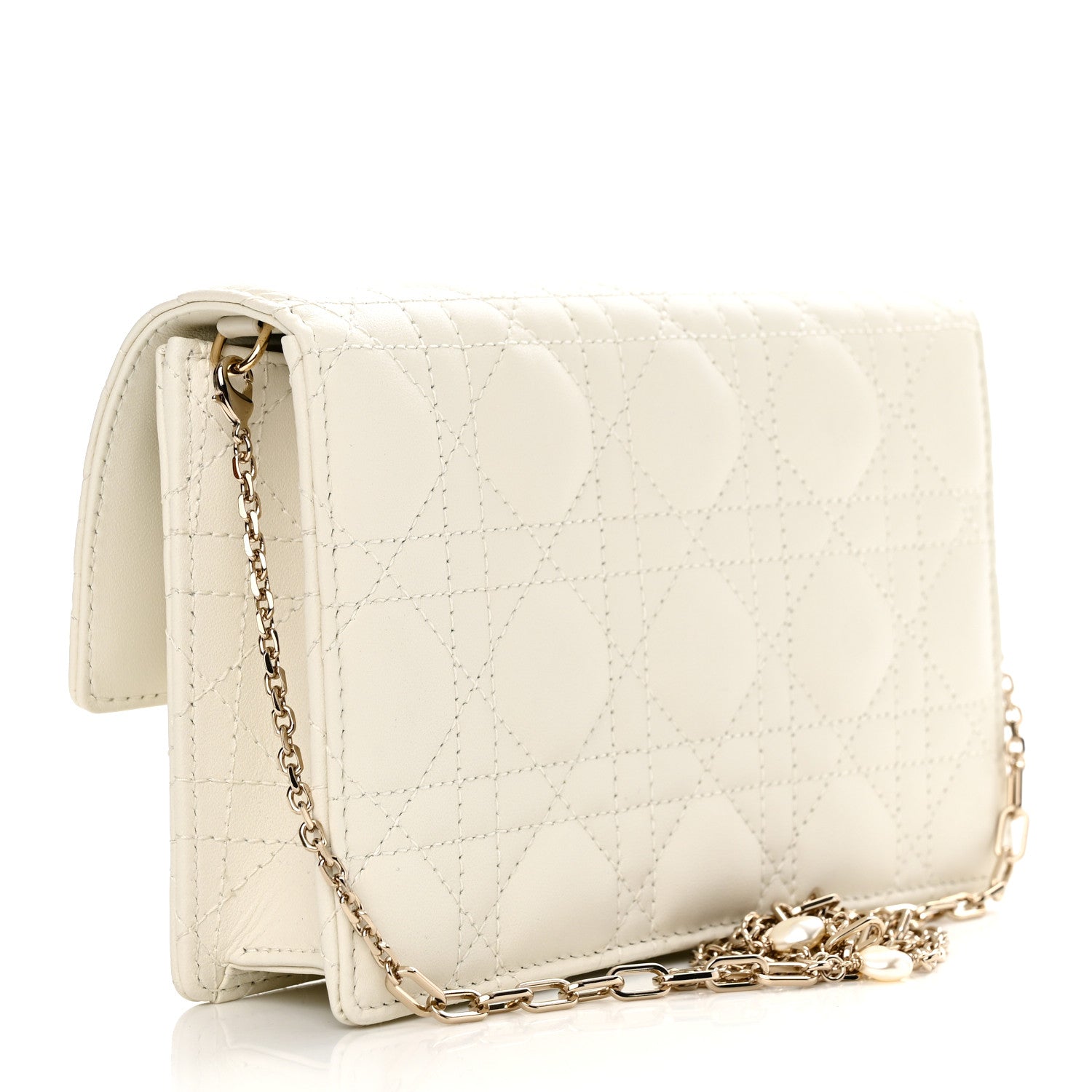 Christian Dior Lambskin Cannage Lady Dior Chain Pouch Latte 3 of 12