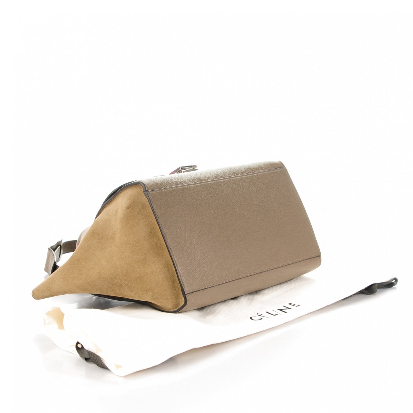 Drummed Calfskin Suede Medium Trapeze Souris