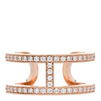 Hermes 18K Rose Gold Diamond MM Ever Chaine D'Ancre Ring 51 5.75 1 of 7