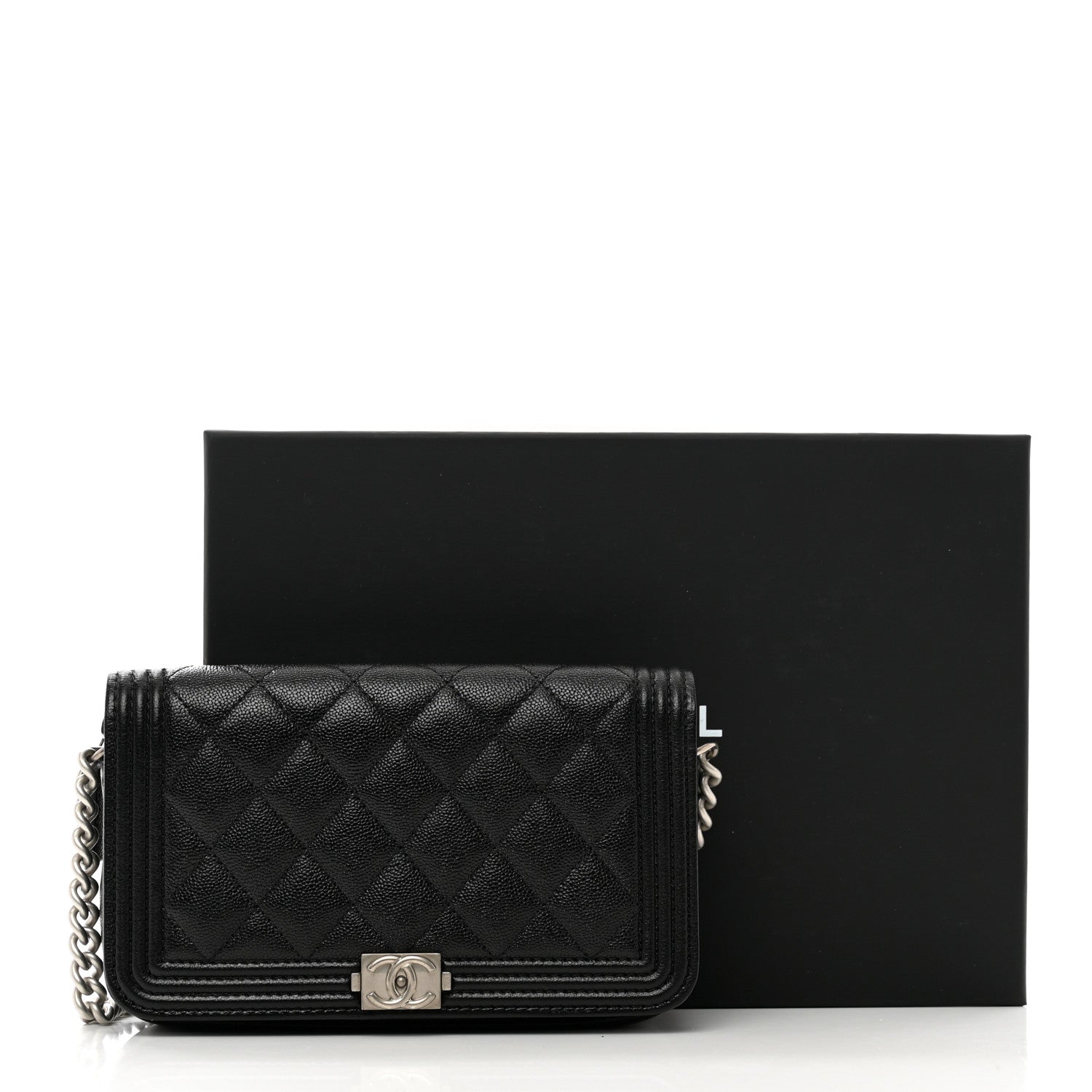 Chanel Caviar Quilted Boy Phone Holder Wallet On Chain Black 12 of 12