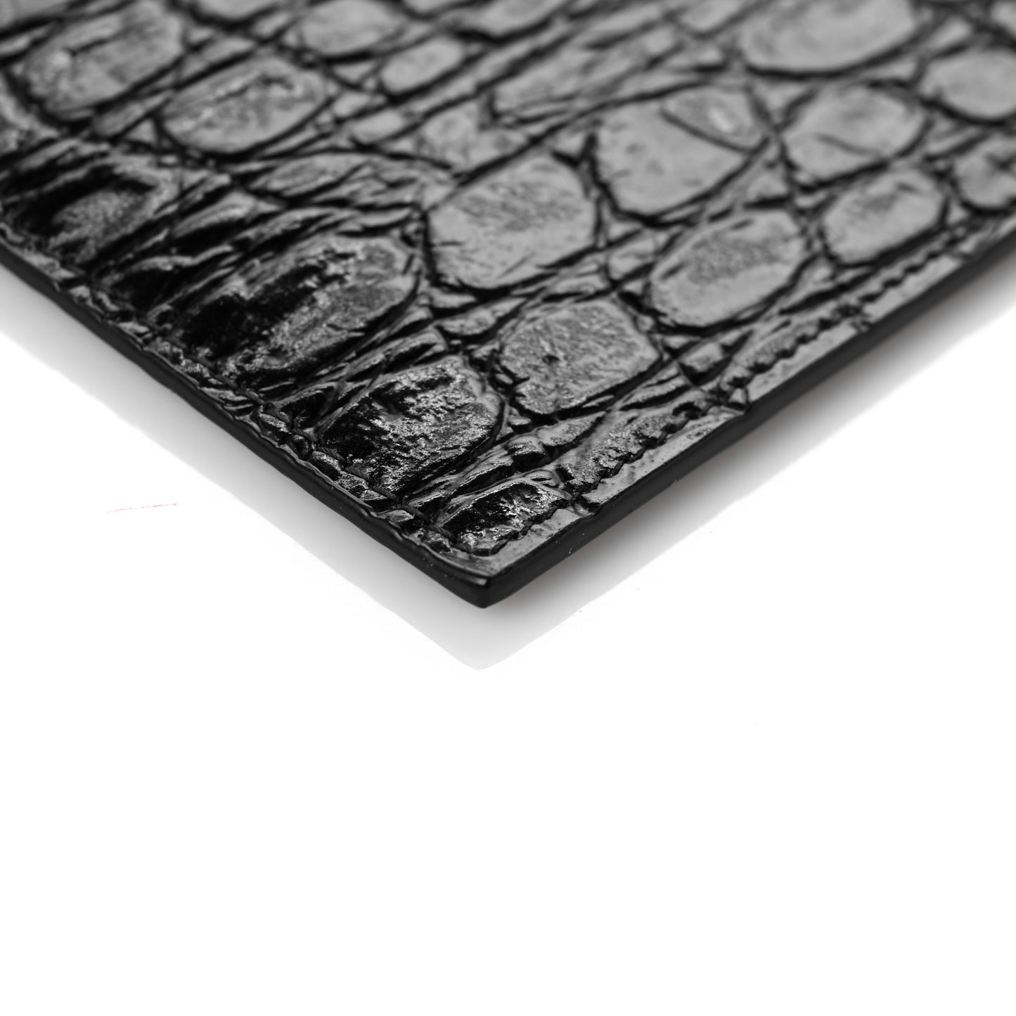 Calfskin Crocodile Embossed Uptown Monogram Pouch Black