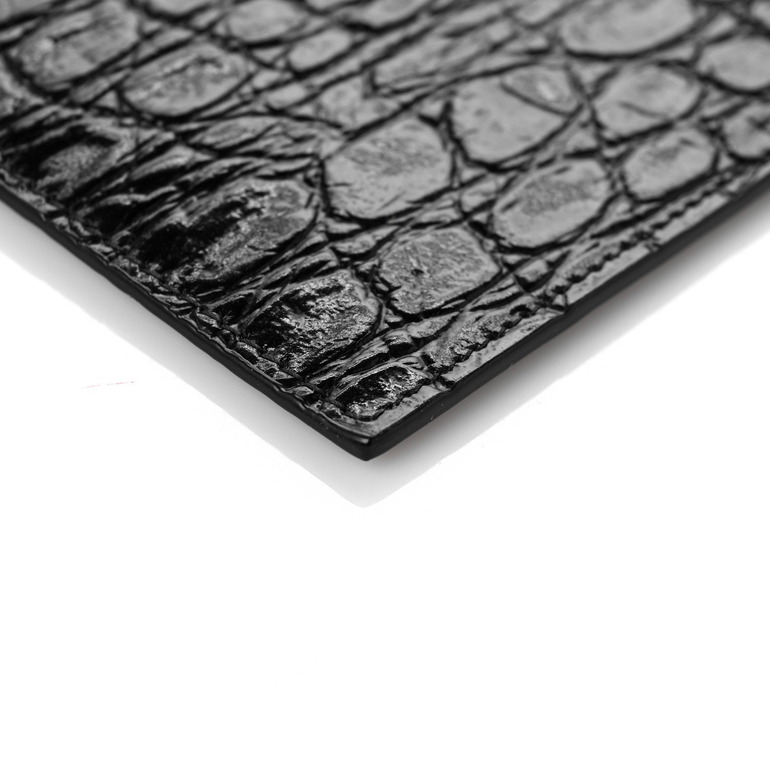 Saint Laurent Calfskin Crocodile Embossed Uptown Monogram Pouch Black 8 of 8