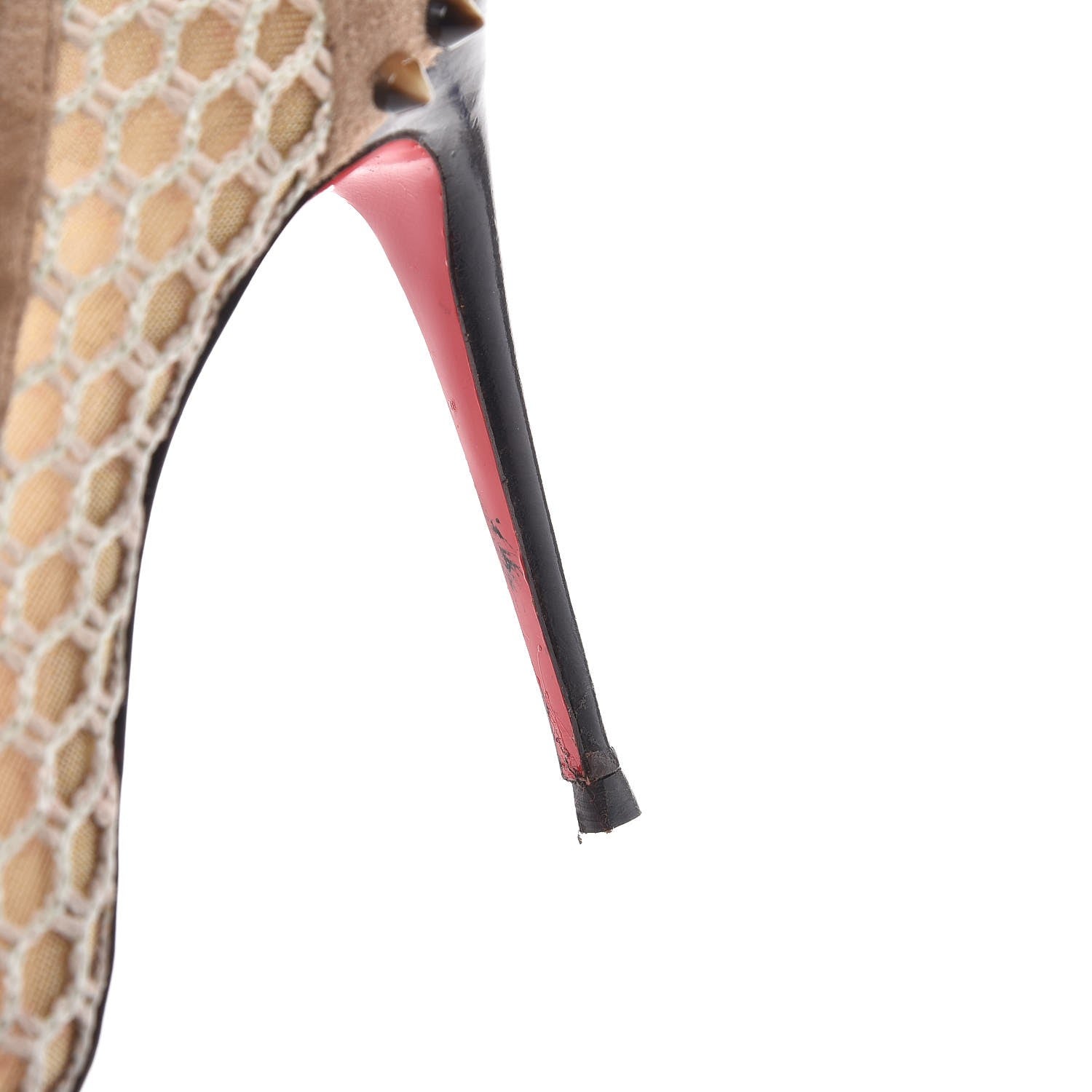 Christian Louboutin Fishnet Mesh Suede Guni 100 Spiked Pumps 39 13 of 14
