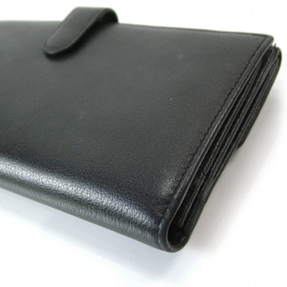 Leather CC Camelia Flap Wallet Black