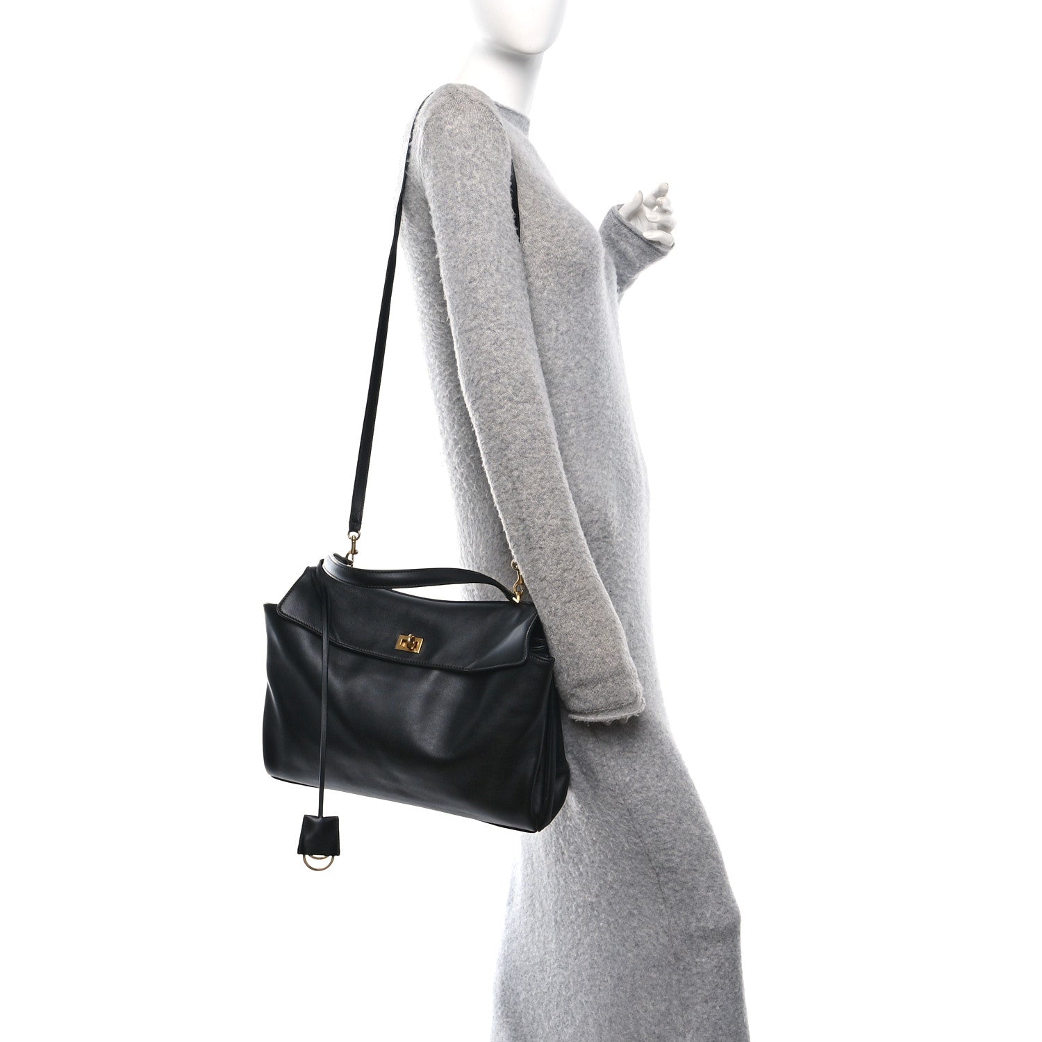 Balenciaga Natural Smooth Calfskin Medium Rodeo Top Handle Handbag Black 2 of 9