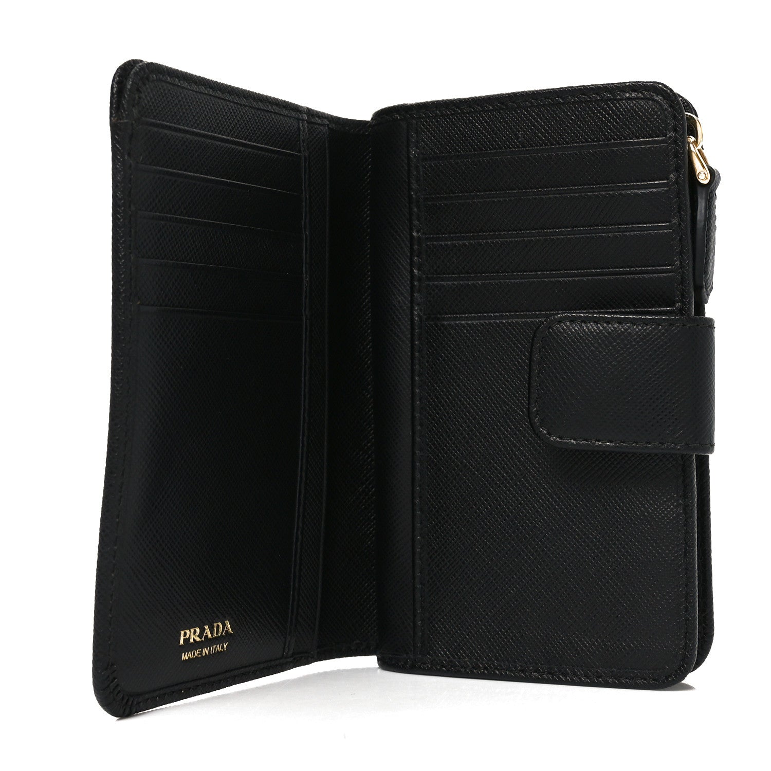 Prada Saffiano Metal Compact Wallet Black 5 of 6