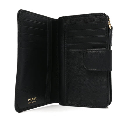 Prada Saffiano Metal Compact Wallet Black 5 of 6