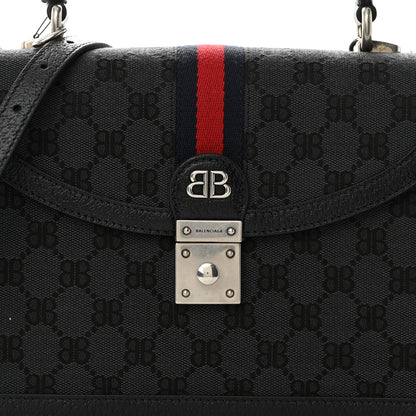 Gucci X BALENCIAGA BB Supreme Monogram Web Small Top Handle Bag Black 8 of 10
