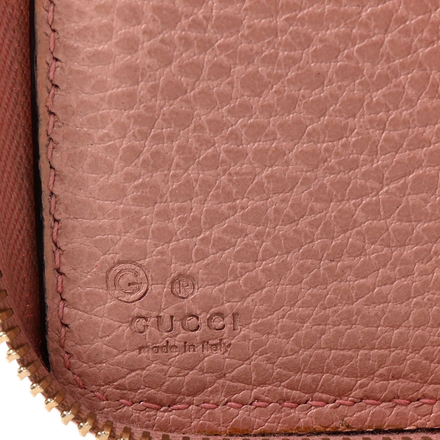 Gucci Monogram Dollar Calfskin Zip Around Compact Wallet Beige Ebony Soft Pink 6 of 8