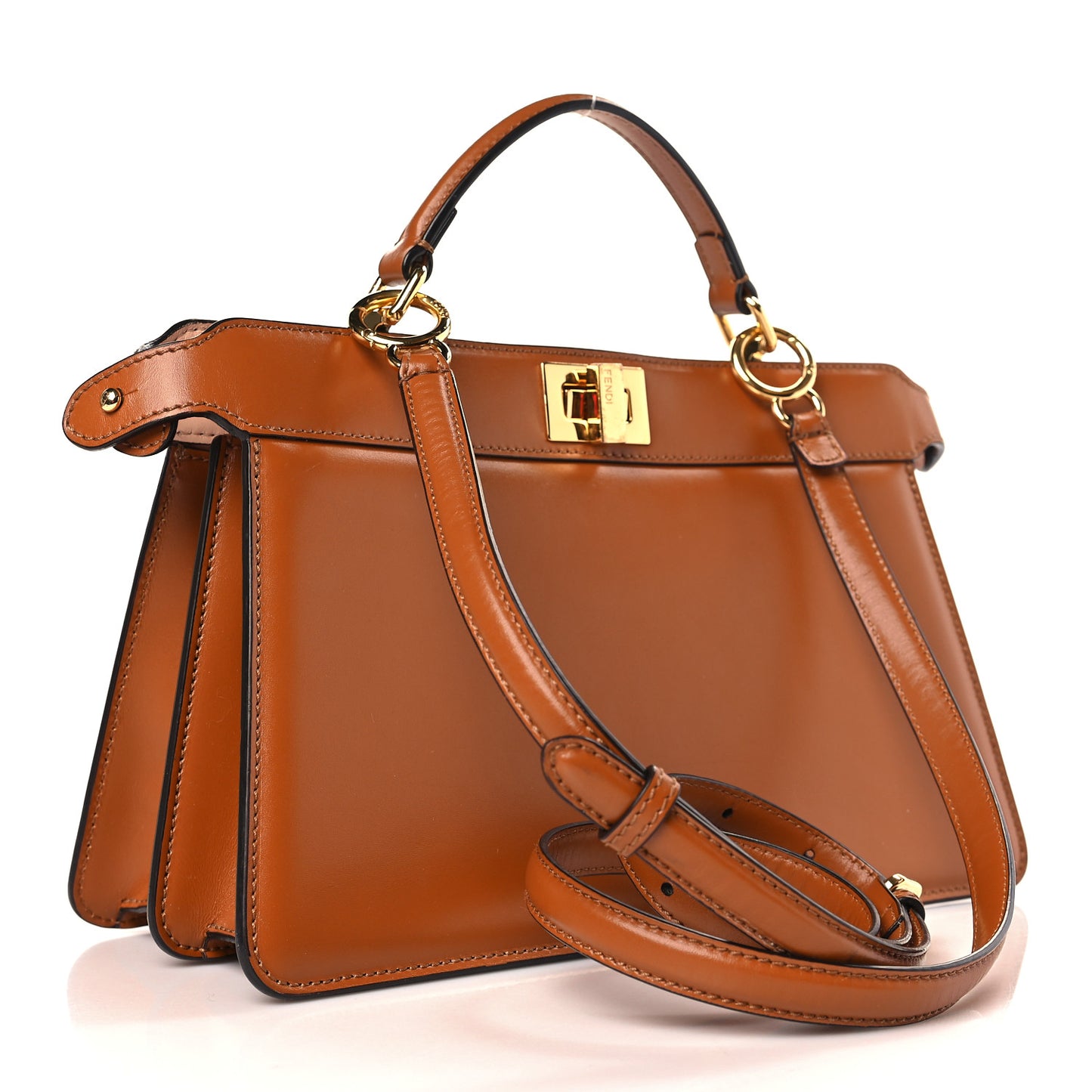 Vitello King Luxor Shiny Nappa Medium Peekaboo I SEE U East West Satchel Brandy Light Rose