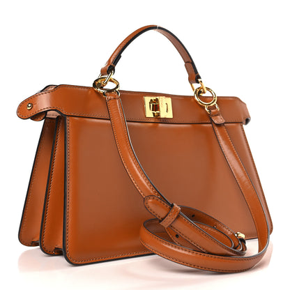Fendi Vitello King Luxor Shiny Nappa Medium Peekaboo I SEE U East West Satchel Brandy Light Rose 3 of 9