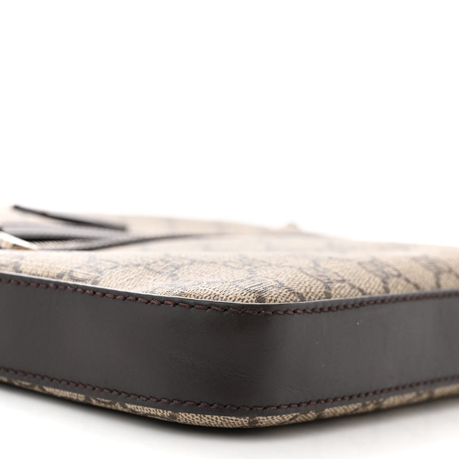 Gucci GG Supreme Monogram Selleria Calfskin Small Flat Messenger Bag Beige Ebony Cocoa Marrone Scuro 9 of 10