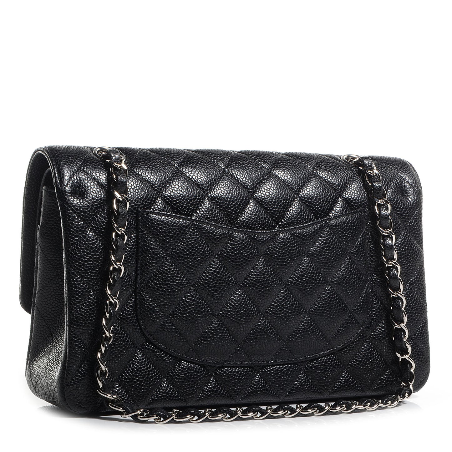Caviar Quilted Medium Double Flap Black