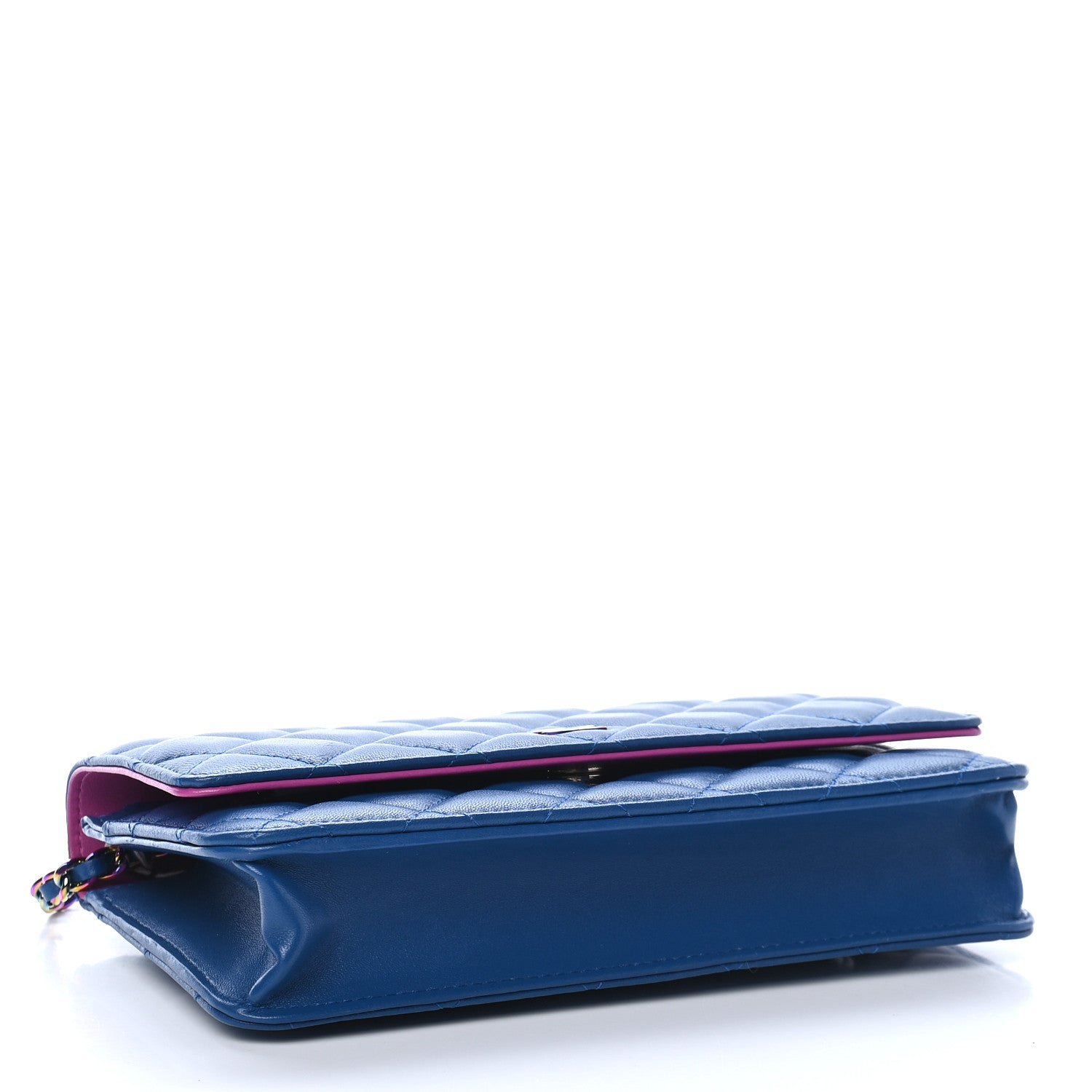 Chanel Lambskin Quilted Wallet On Chain WOC Dark Blue Pink 3 of 9