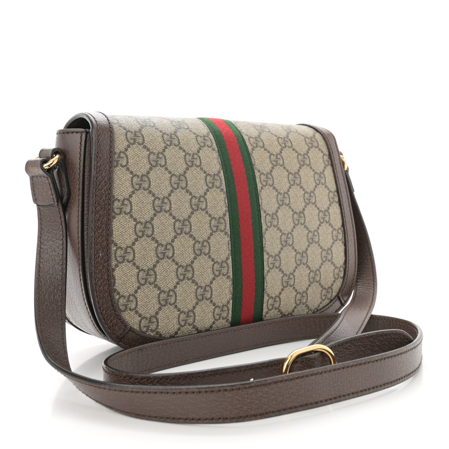 Gucci GG Supreme Monogram Web Small Ophidia Flap Messenger Bag Brown 3 of 13