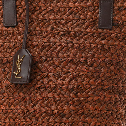 Saint Laurent Raffia Calfskin Small Panier Tote Dark Chocolate 7 of 10