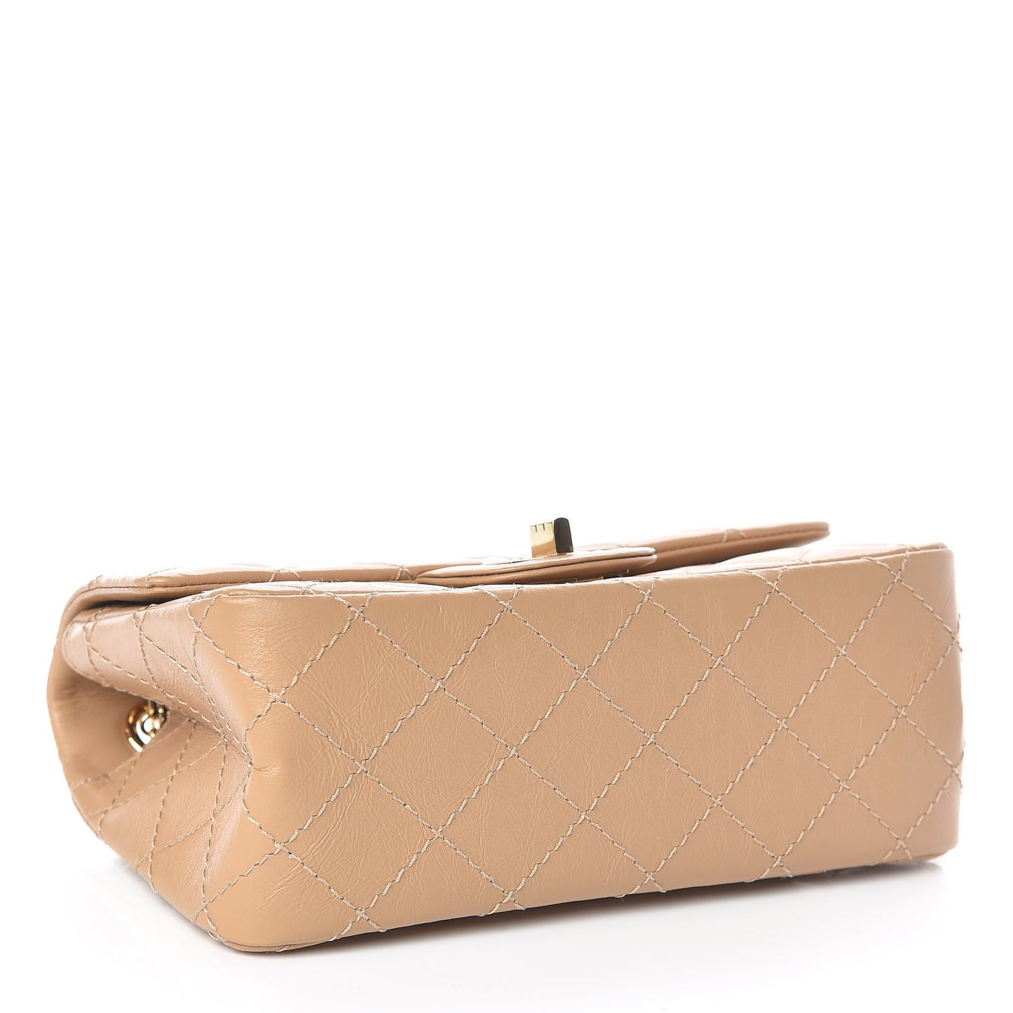 Aged Calfskin Quilted 2.55 Reissue Mini Flap Beige