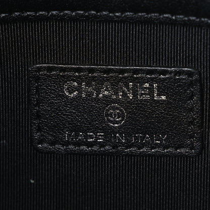 Chanel Calfskin Crocodile Embossed Quilted Medium Gabrielle Cosmetic Case Black 6 of 7