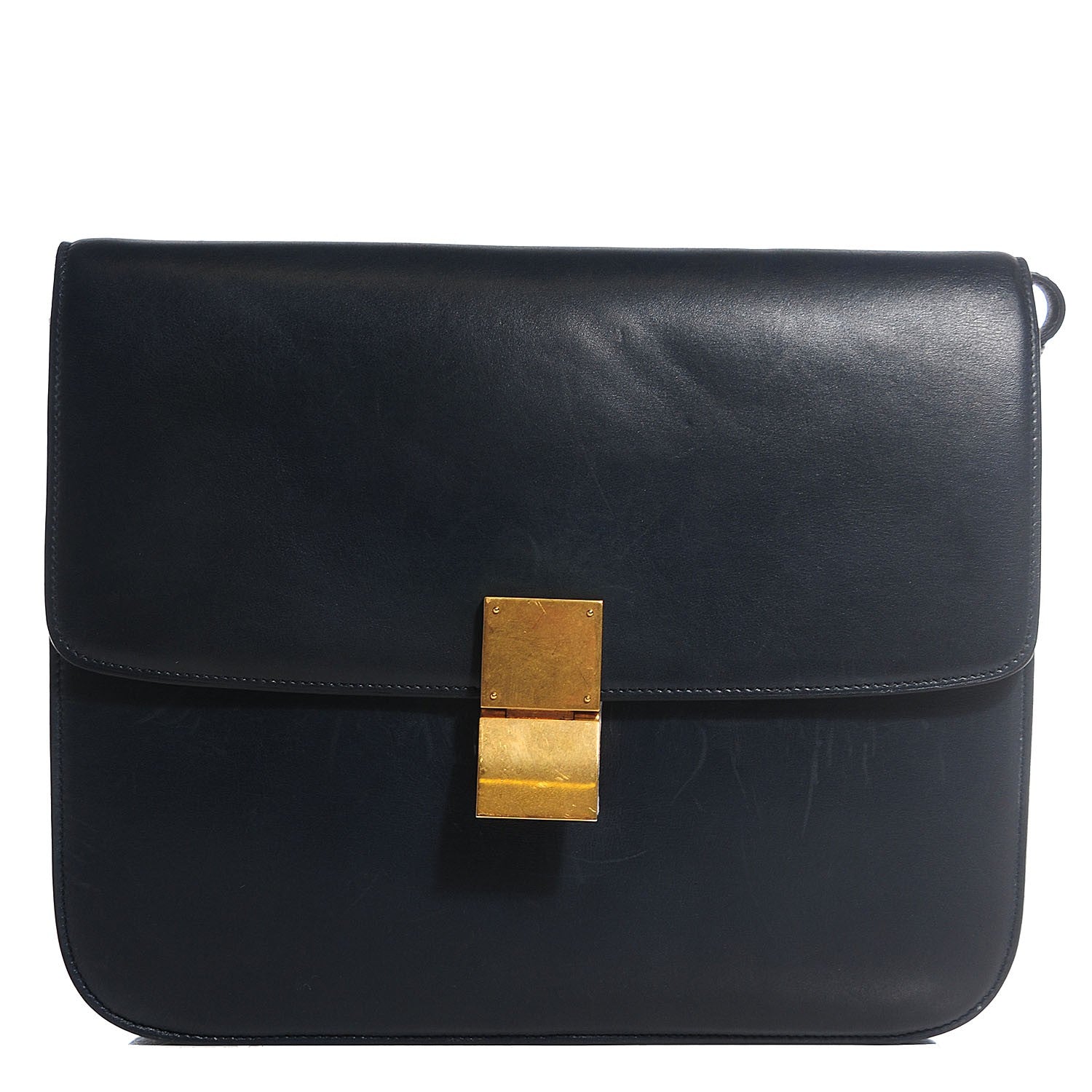 Celine Smooth Calfskin Large Classic Box Flap Bag Navy 1 of 10