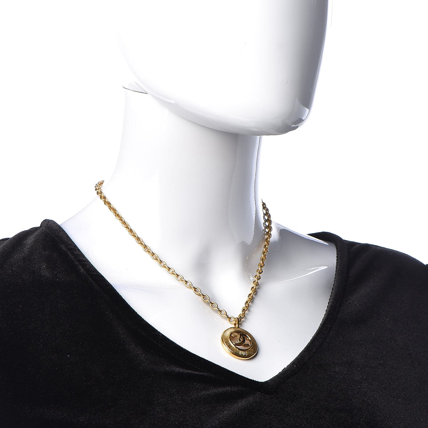CC Pendant Chain Necklace Gold
