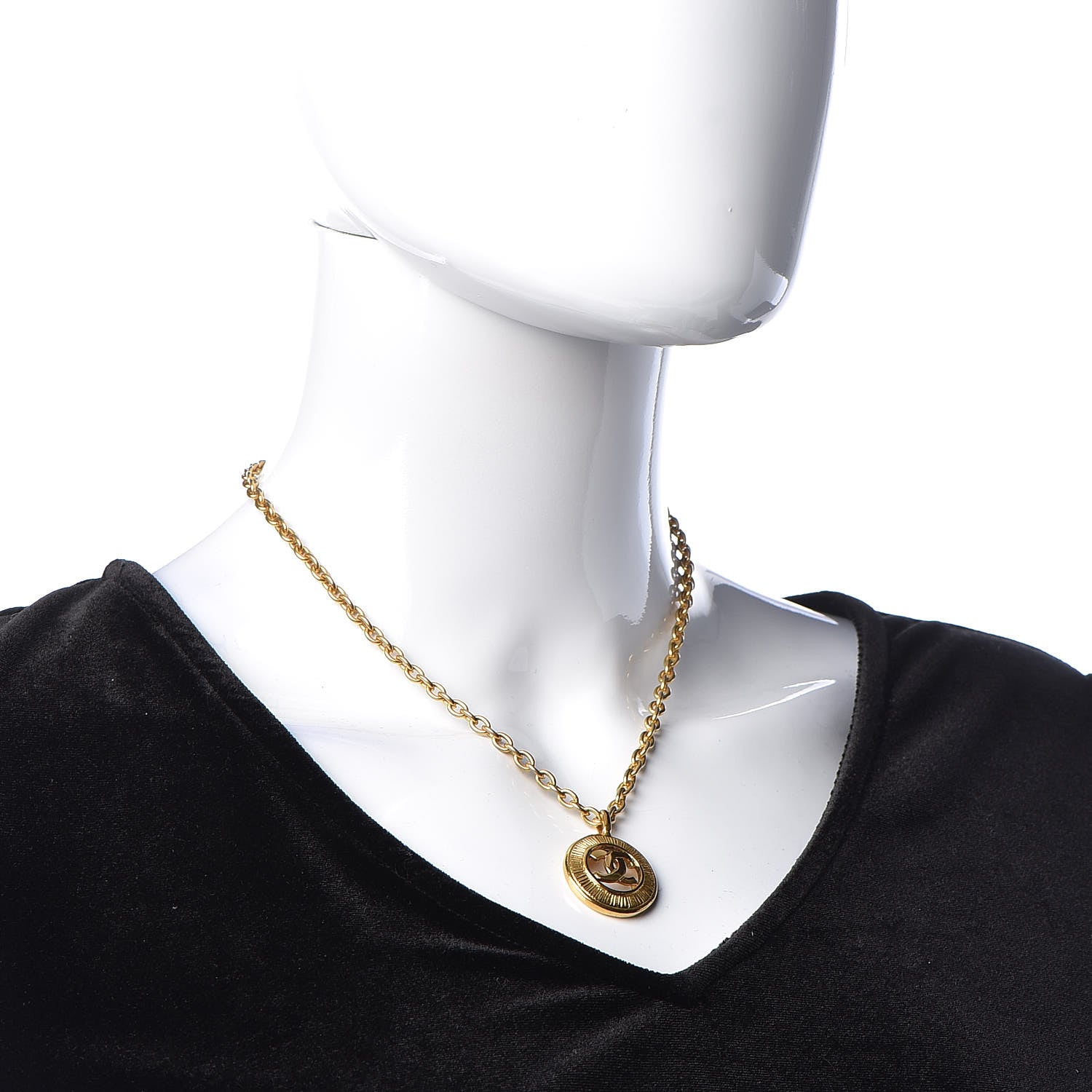 Chanel CC Pendant Chain Necklace Gold 2 of 6
