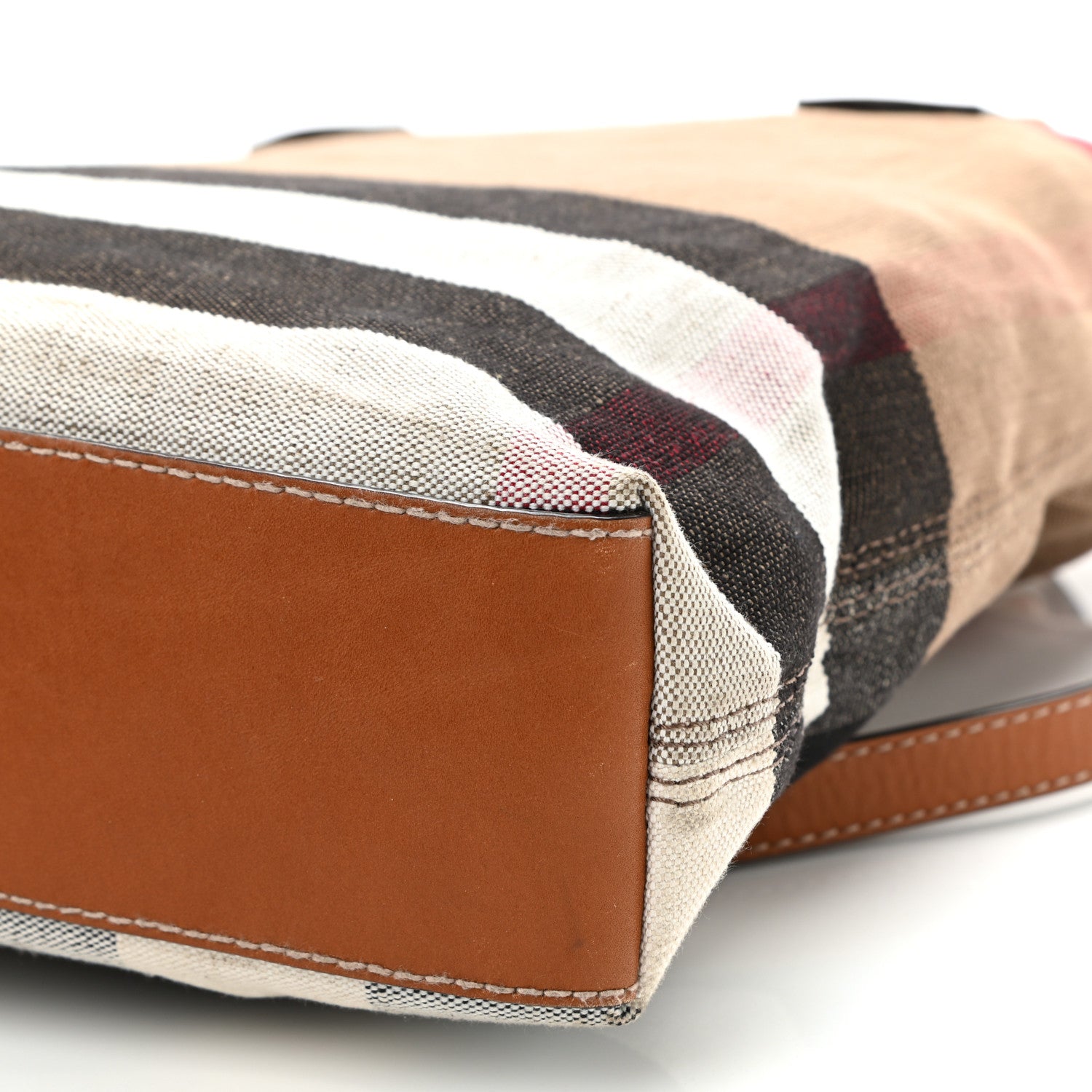 Burberry Canvas Mega Check Medium Tottenham Brit Tote Saddle Brown 11 of 12