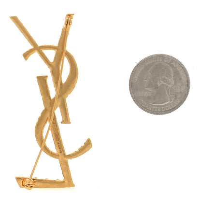 Saint Laurent Brass Cassandre Opyum YSL Twisted Brooch Gold 2 of 3