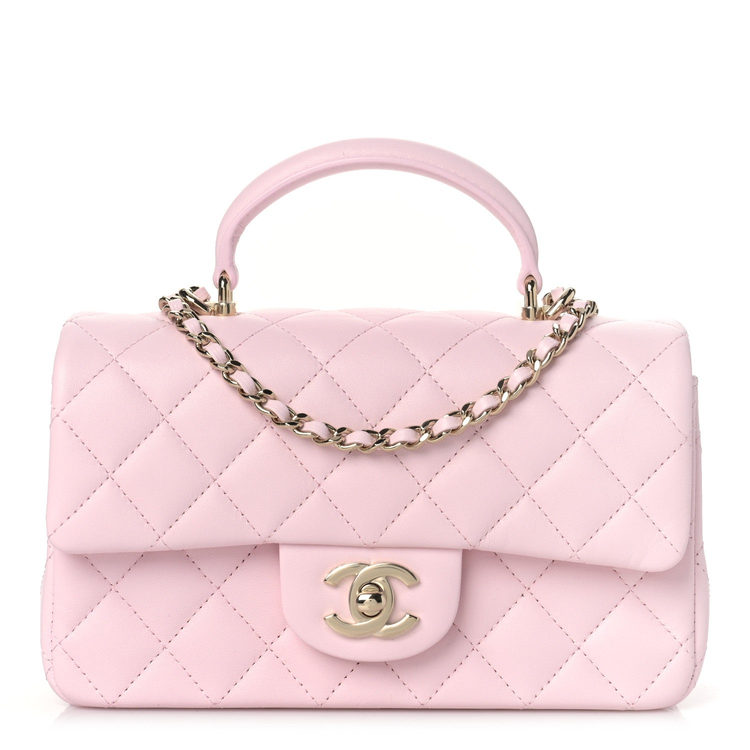 Chanel Lambskin Quilted Mini Top Handle Rectangular Flap Light Pink 1 of 10
