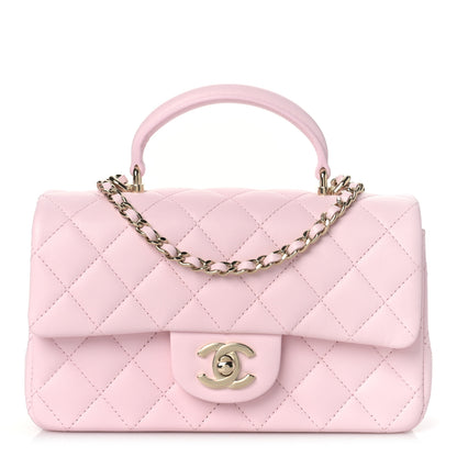 Chanel Lambskin Quilted Mini Top Handle Rectangular Flap Light Pink 1 of 10