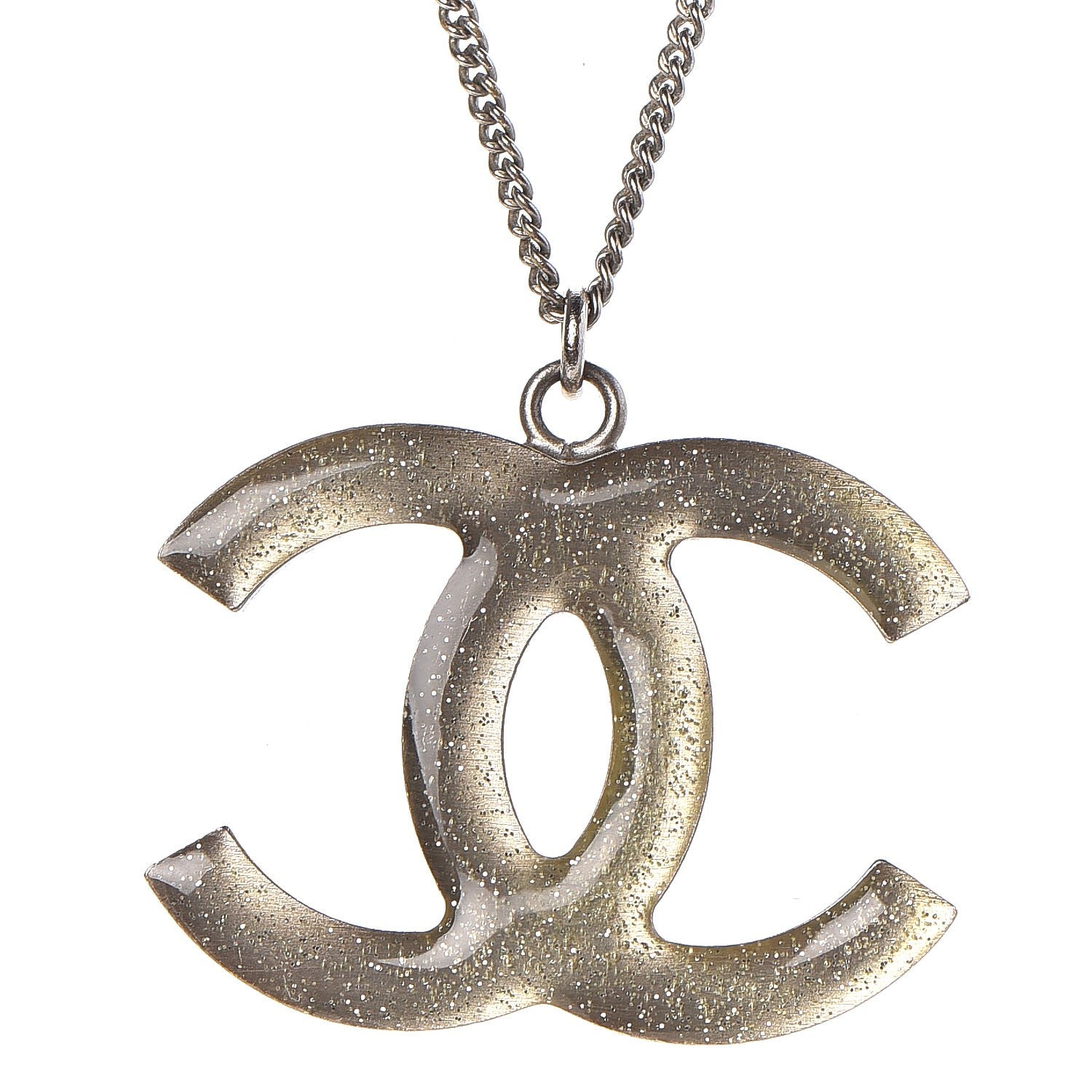 Chanel Baguette Crystal CC Necklace Silver 5 of 7