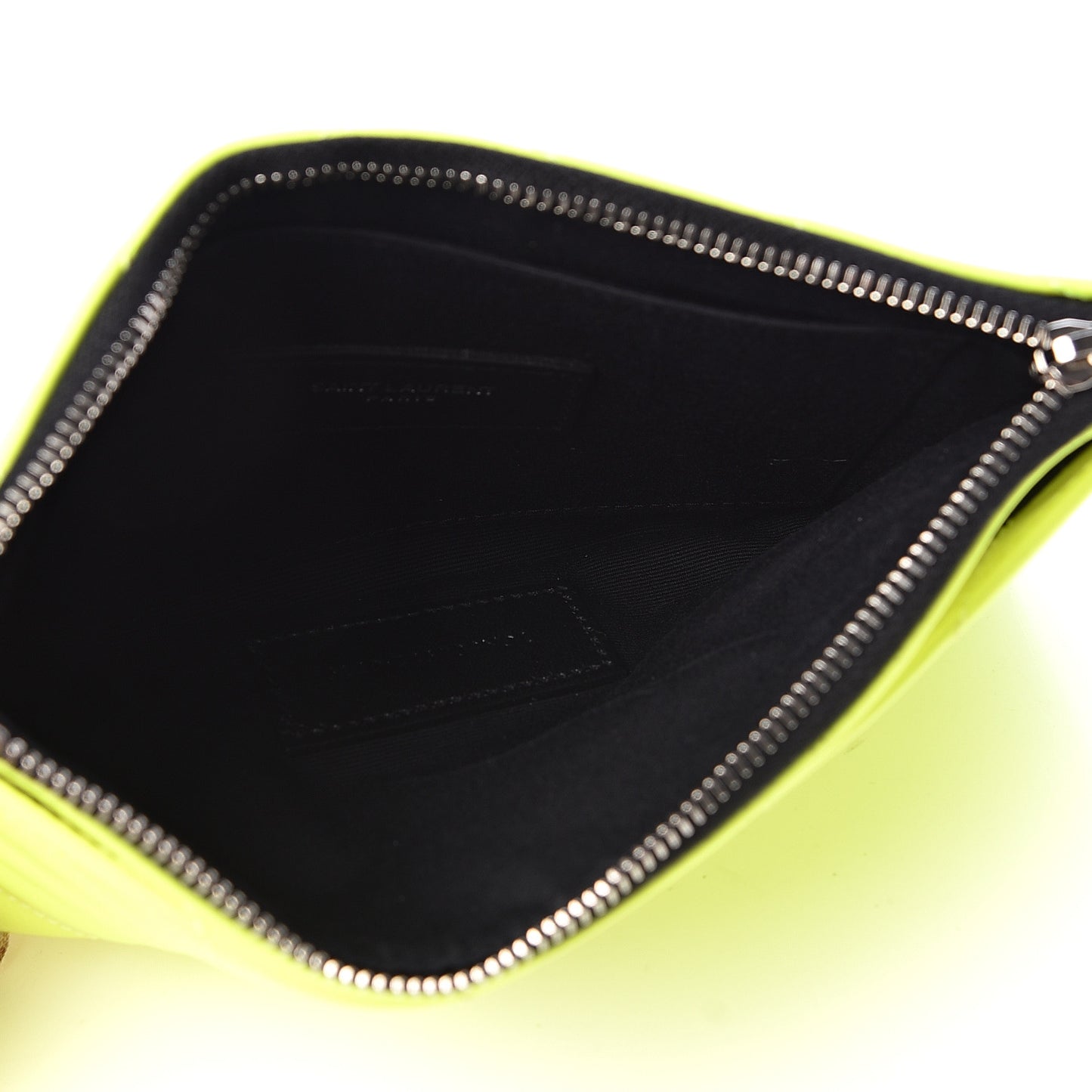 Patent Grain De Poudre Matelasse Chevron Monogram Bill Pouch Neon Yellow