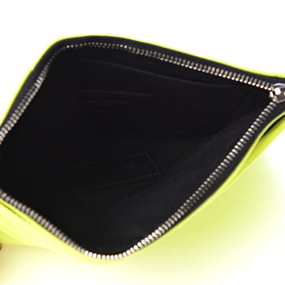 Saint Laurent Patent Grain De Poudre Matelasse Chevron Monogram Bill Pouch Neon Yellow 7 of 11