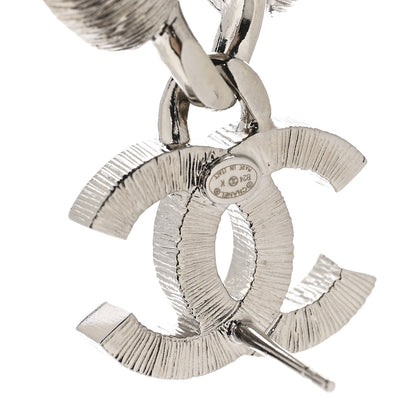 Chanel Crystal Pearl CC Heart Pendant Earrings Silver Gold 4 of 5